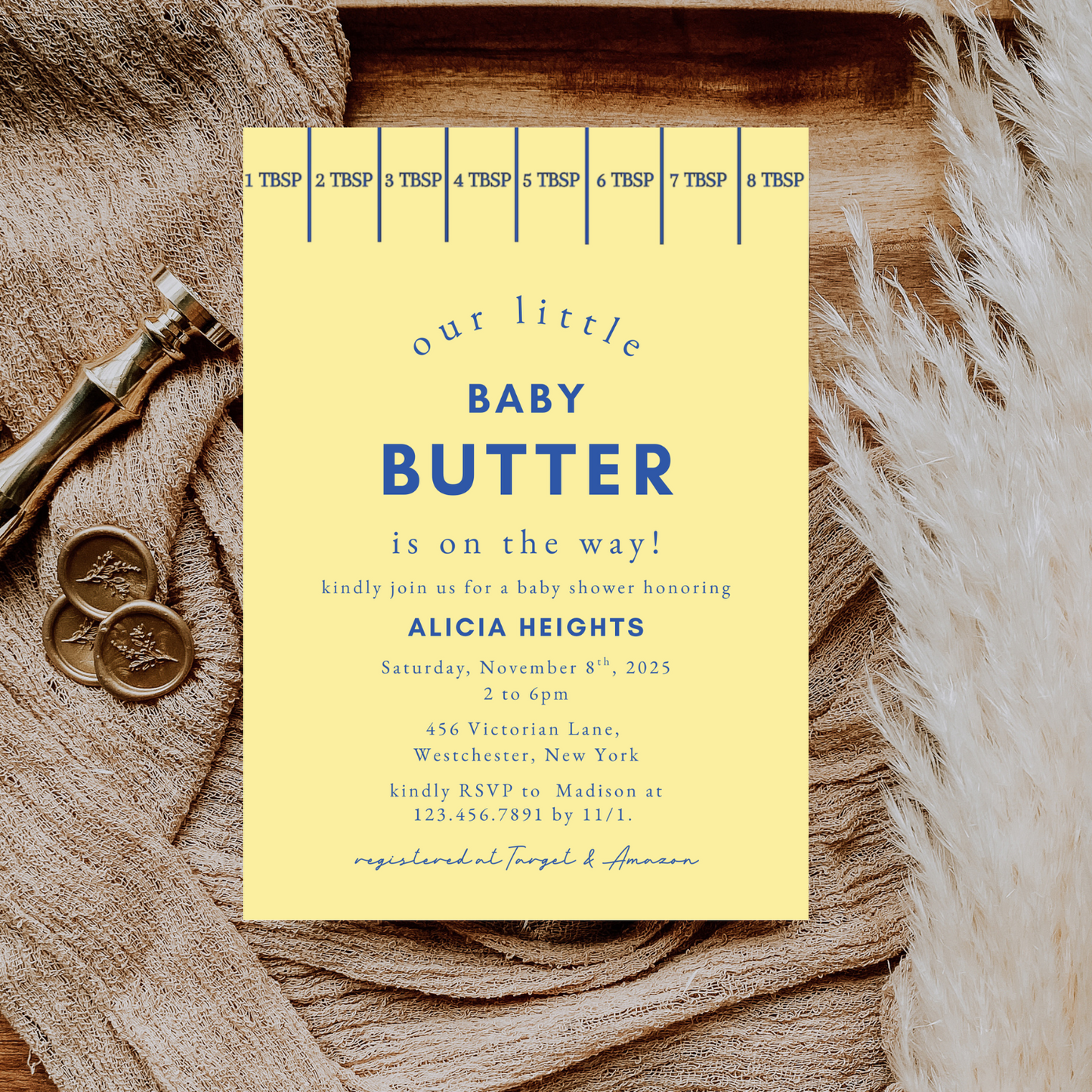 Modern Butter Yellow Baby Shower Invitation
