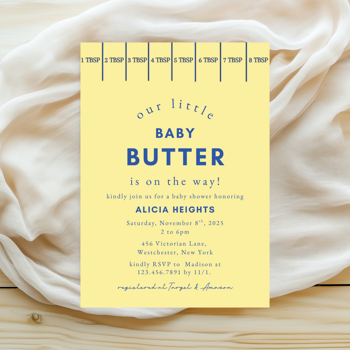 Modern Butter Yellow Baby Shower Invitation