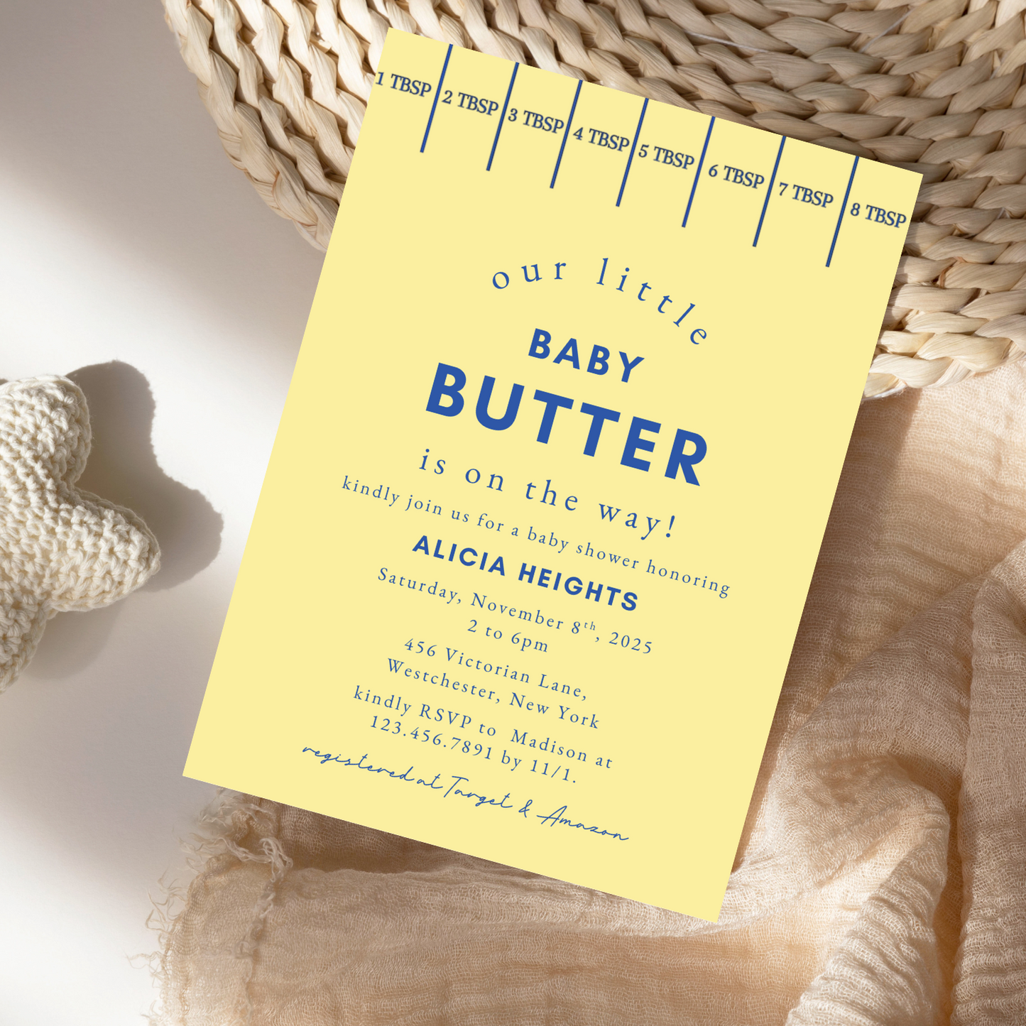 Modern Butter Yellow Baby Shower Invitation