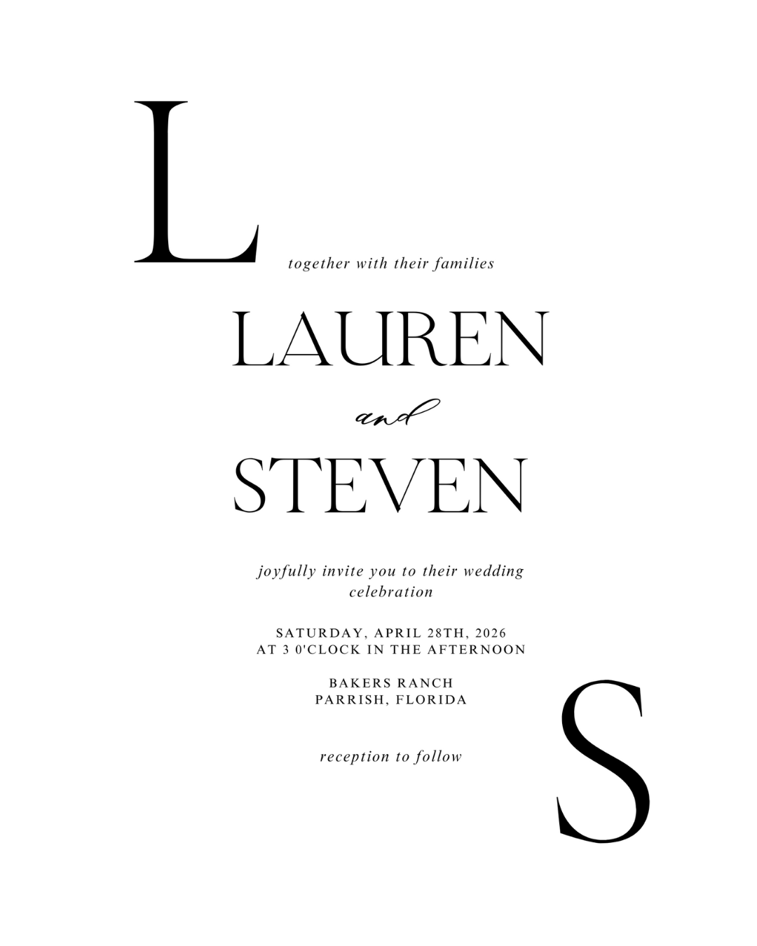 LAUREN Black & White Wedding Invitation Suite Bundle | Elegant Digital Download