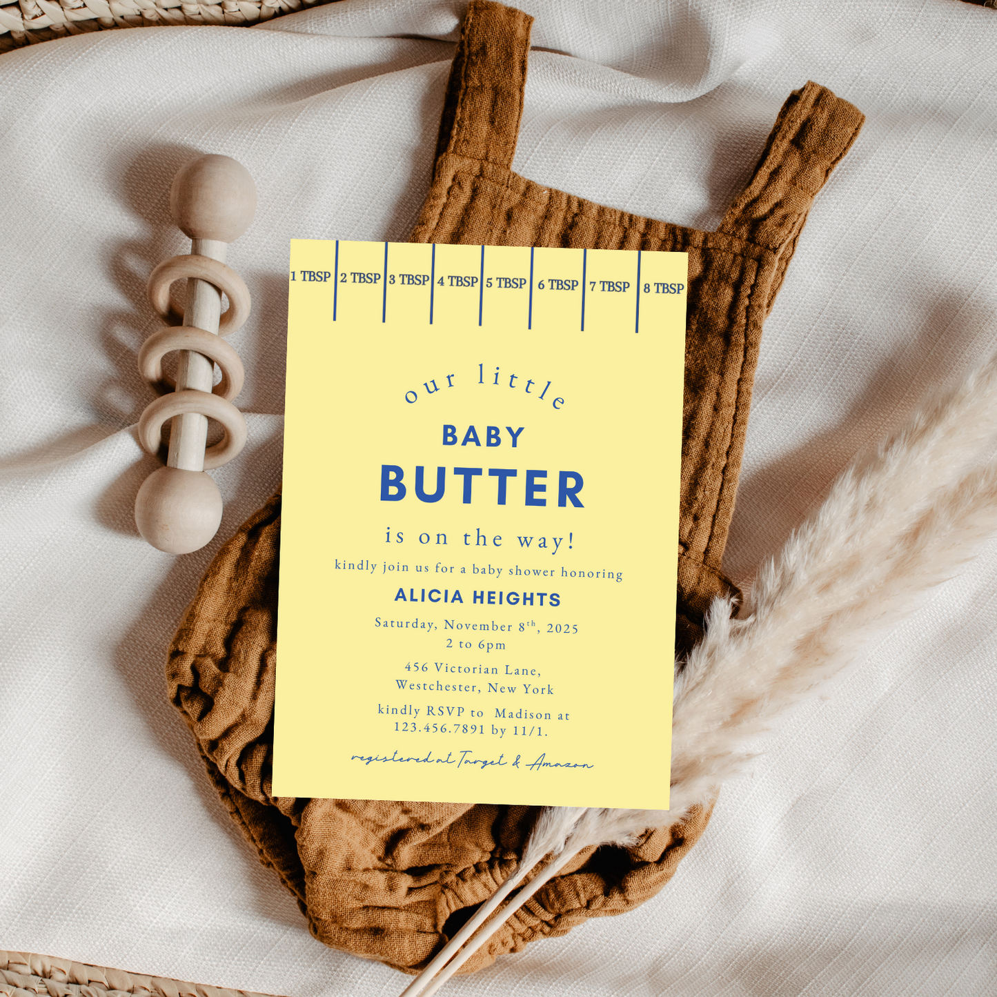 Modern Butter Yellow Baby Shower Invitation