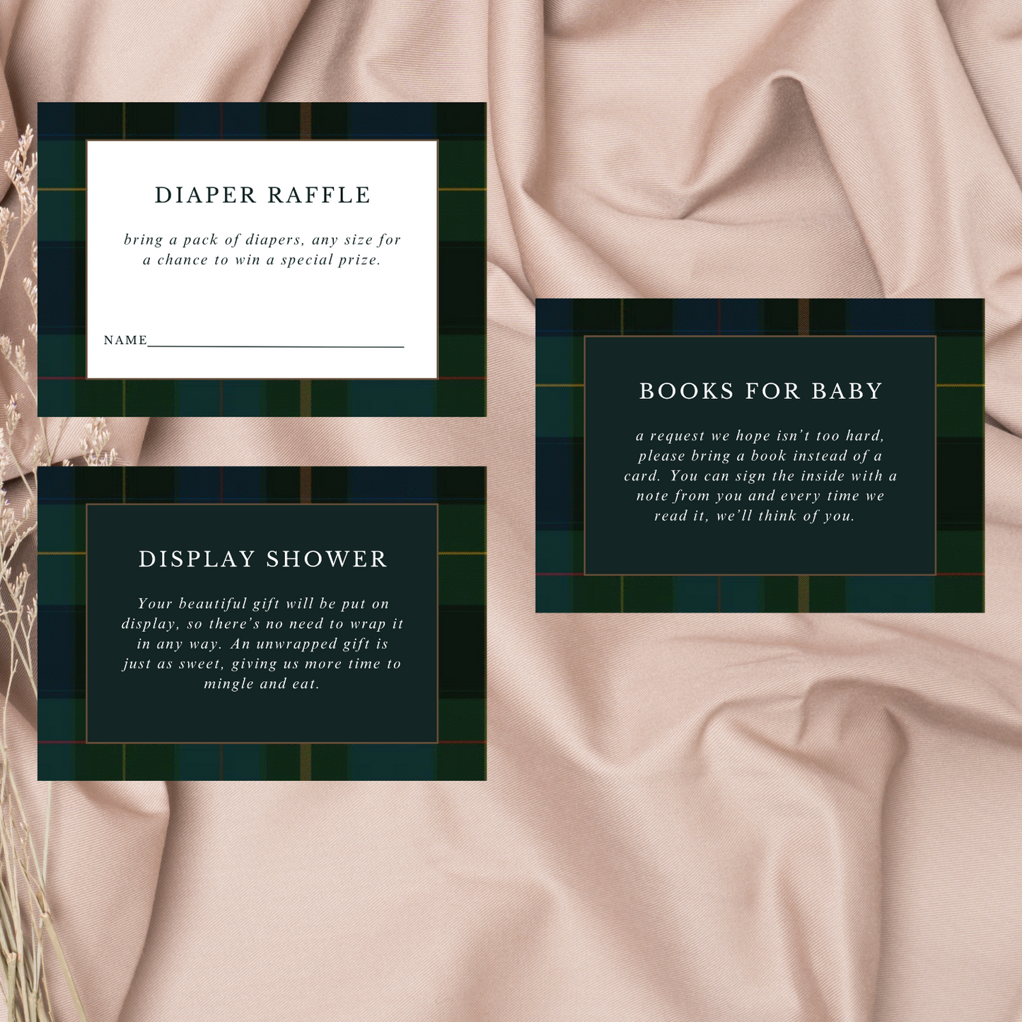 Plaid Teddy Bear Baby Shower Invitation Bundle