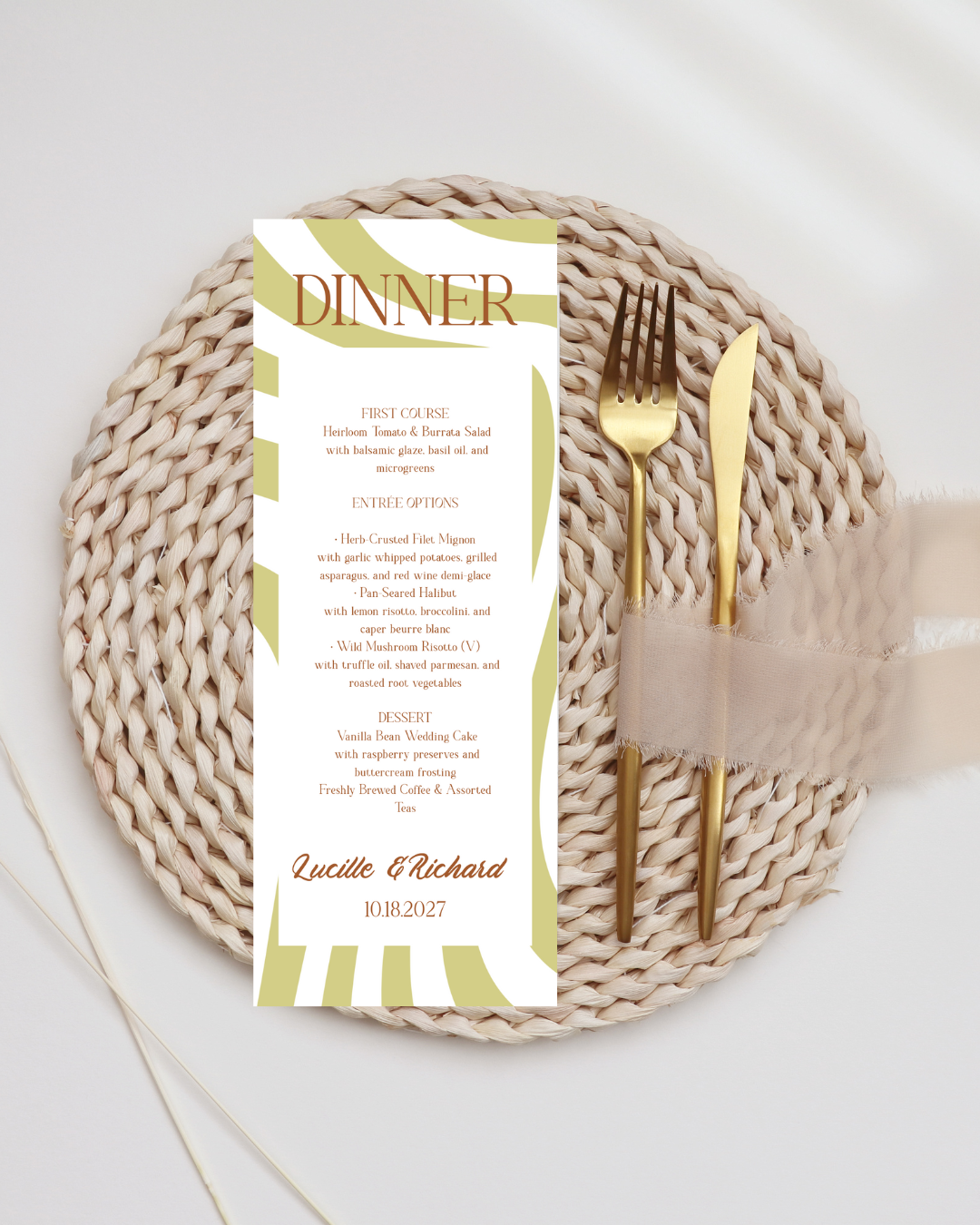 DAWN Retro Wedding Invitation Suite – Digital Download Bundle + BONUS Dinner Menu