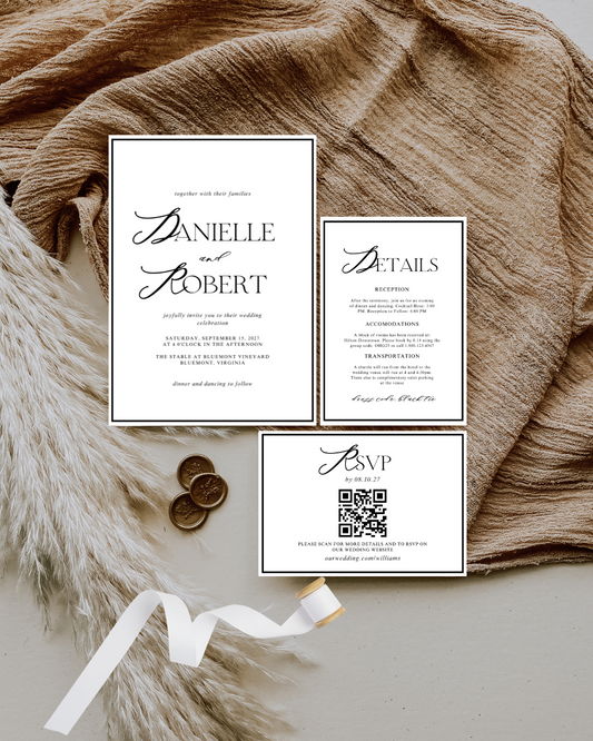 Danielle Wedding Invitation Suite Bundle | Elegant Digital Download