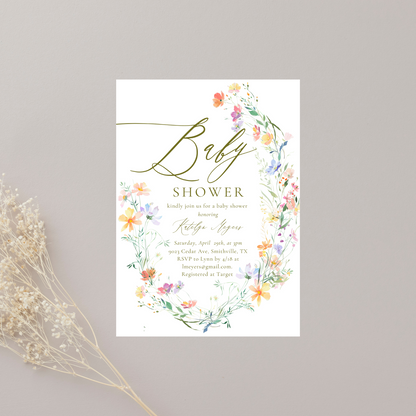 Colorful Floral Baby Shower Invitation | Digital Download