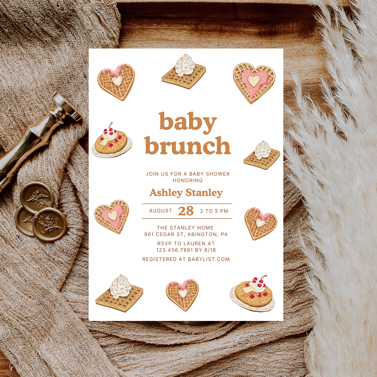 Waffles Baby Brunch Baby Shower Invitation