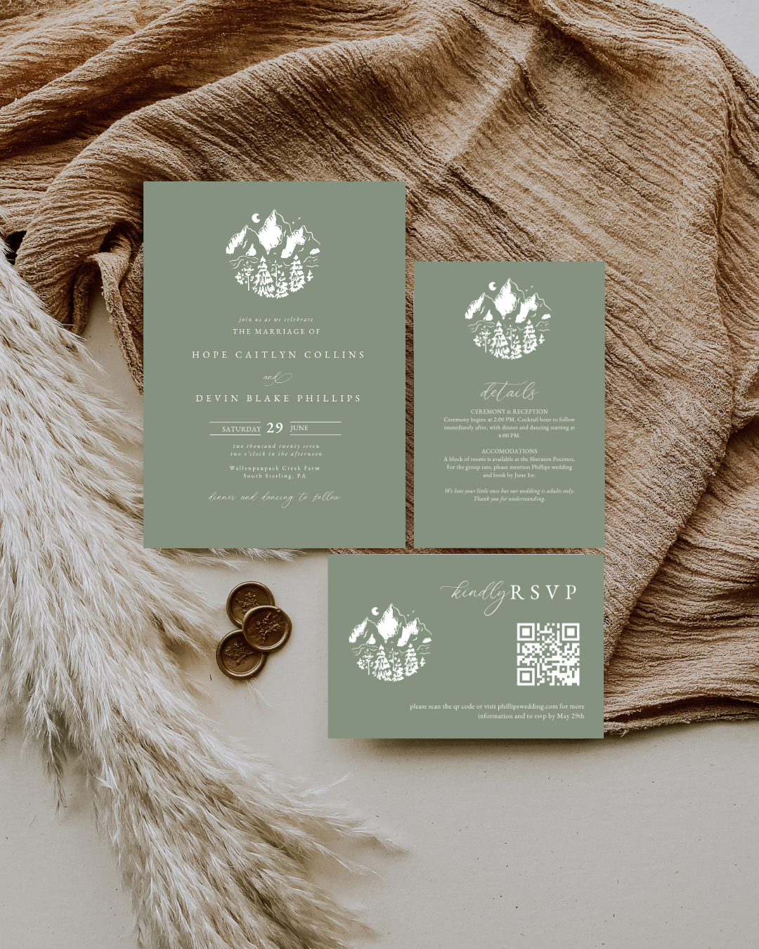 HOPE Mountains Wedding Invitation Suite