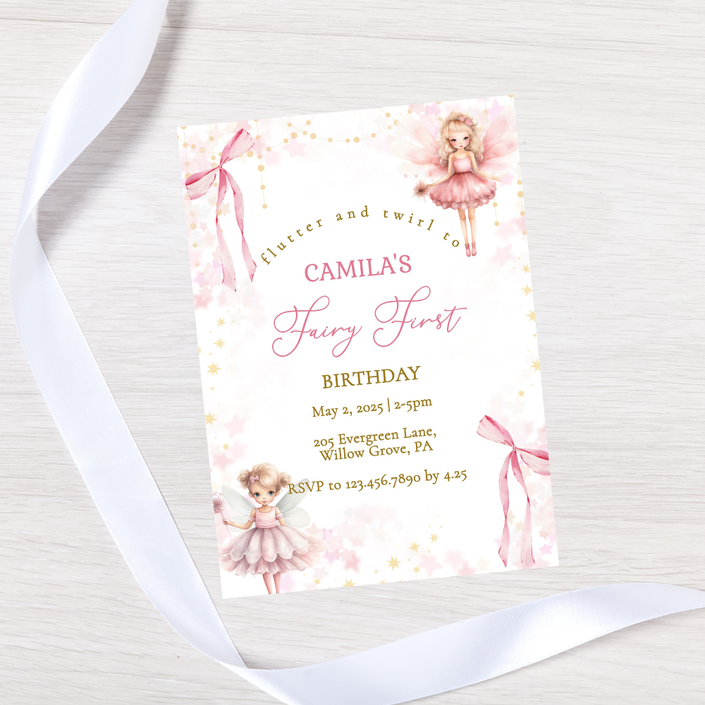 Whimsical Fairy First Birthday Invitation