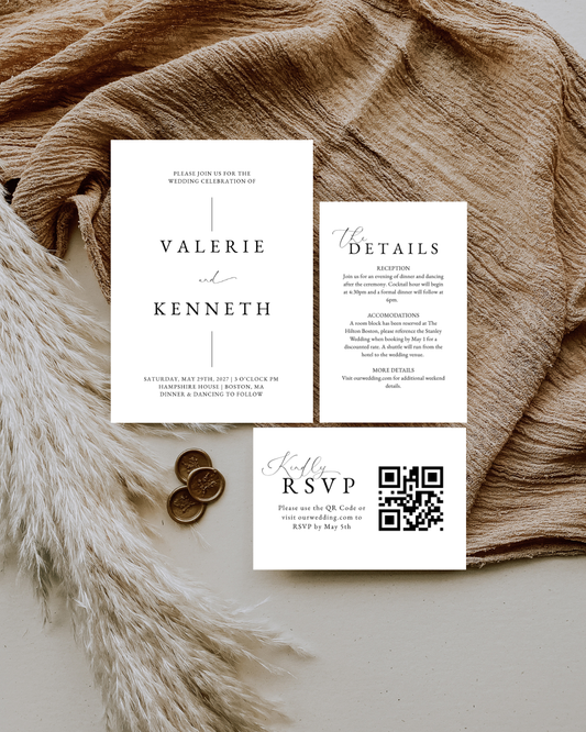 VALERIE Monogram Wedding Invitation Suite