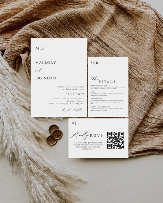 MALLORY Monogram Wedding Invitation Suite