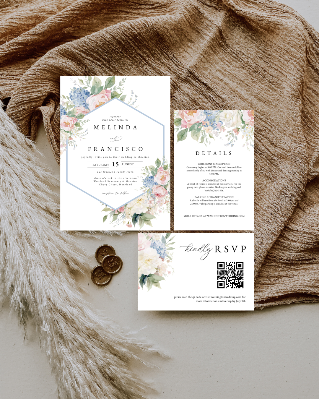Melinda Floral Wedding Invitation Suite