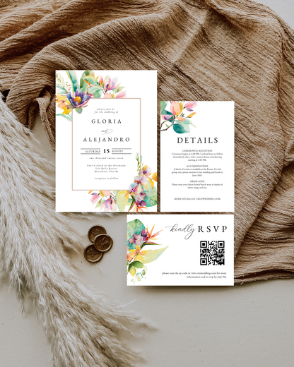 GLORIA Tropical Wedding Invitation Suite