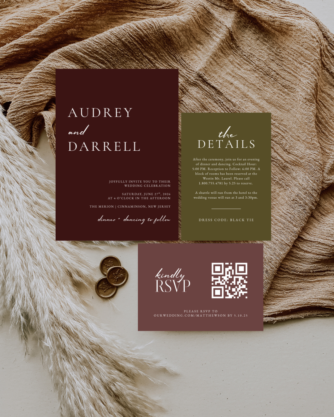 AUDREY Berry Wedding Invitation Suite