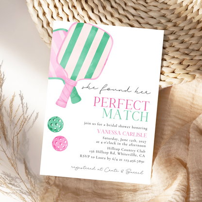 Perfect Match Pickleball Bridal Shower Invitation