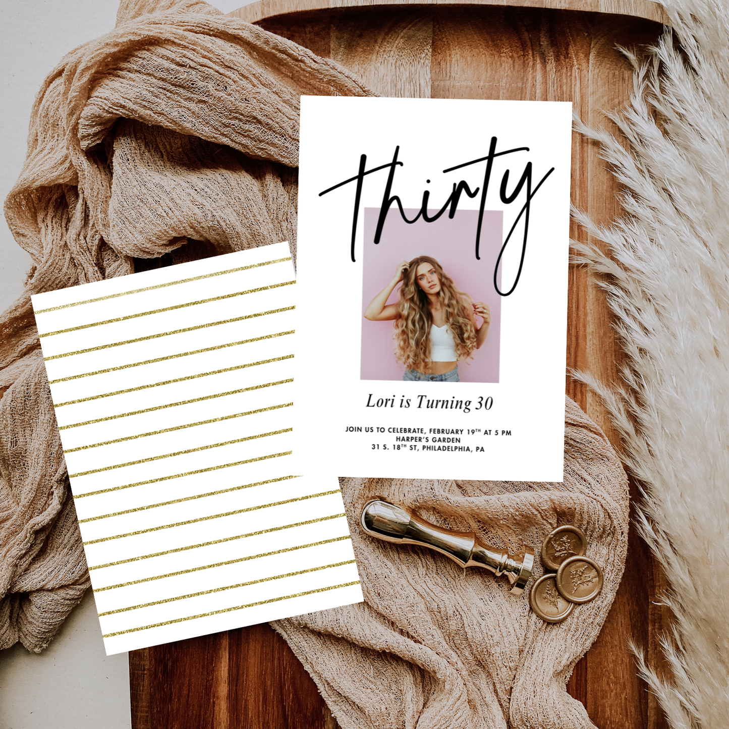 Minimalist Photo 30th Editable Birthday Invitation