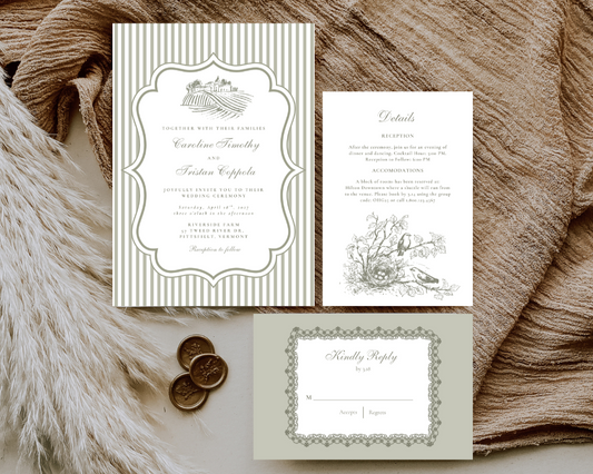 CAROLINE Countryside Wedding Invitation Suite