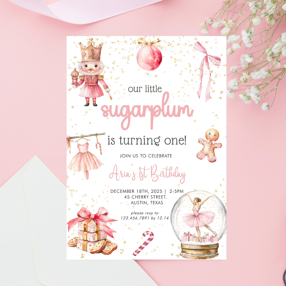 Our Little Sugarplum Nutcracker Birthday Invitation