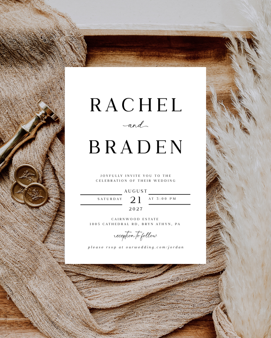 RACHEL All in One Front + Back Photo Wedding Invitation