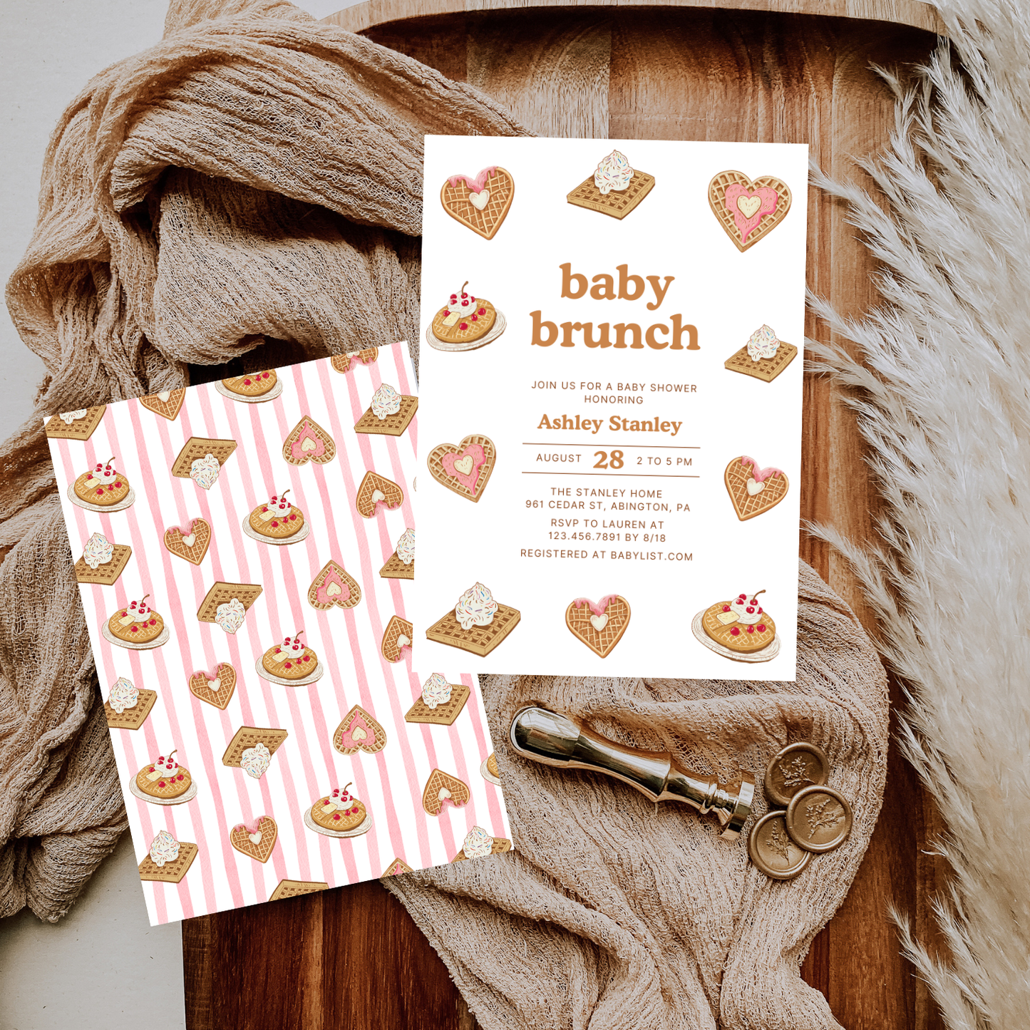 Waffles Baby Brunch Baby Shower Invitation