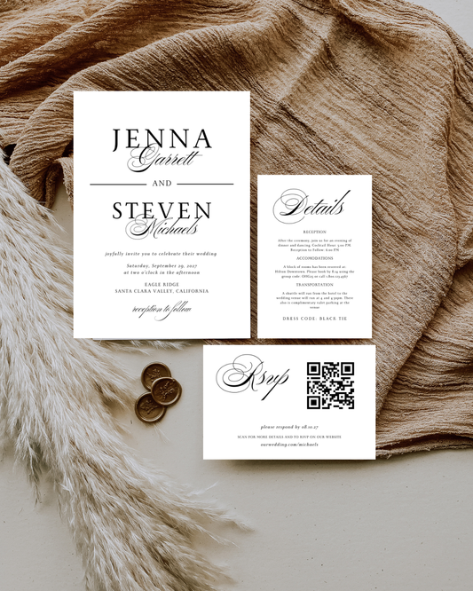 JENNA Elegant Wedding Invitation Suite