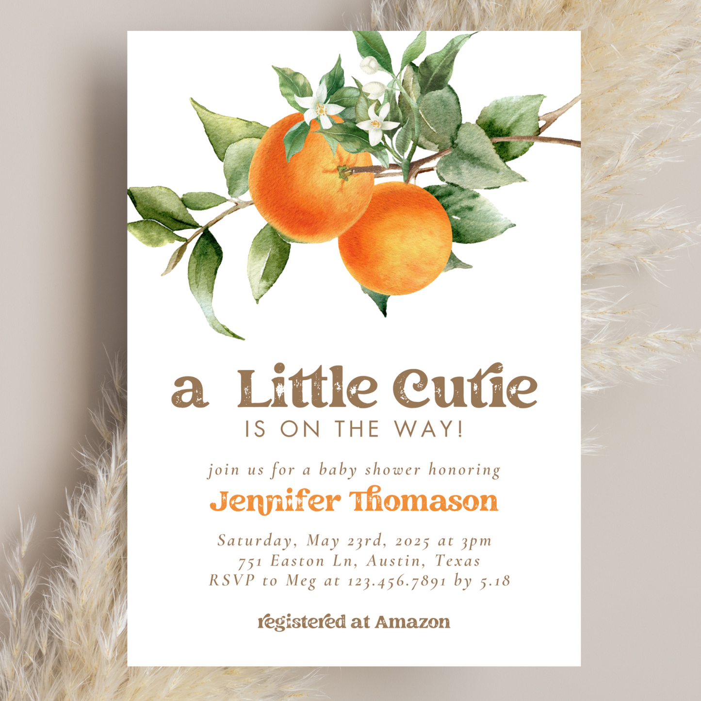 A Little Cutie Baby Shower Invitation | Digital Download