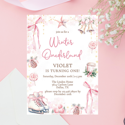 Magical Winter Onederland First Birthday Invitation