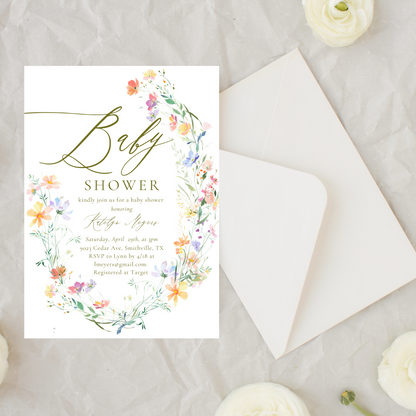 Colorful Floral Baby Shower Invitation | Digital Download