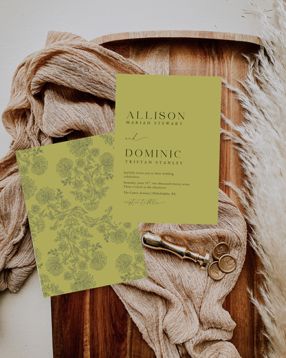 ALLISON Chartreuse Wedding Invitation Suite