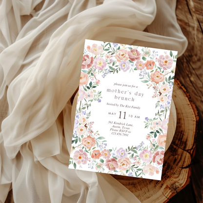 Watercolor Pink Floral Mother's Day Invitation