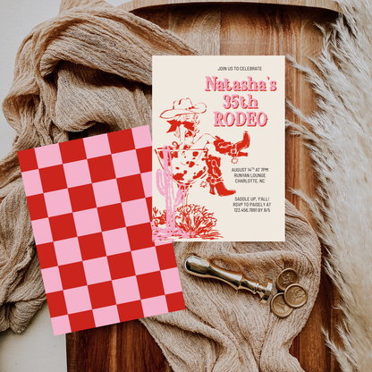 Cowgirl Western Martini Editable Birthday Invitation