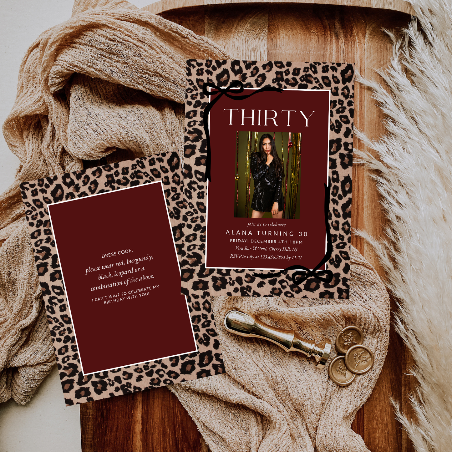 Leopard Print 30th Editable Birthday Invitation