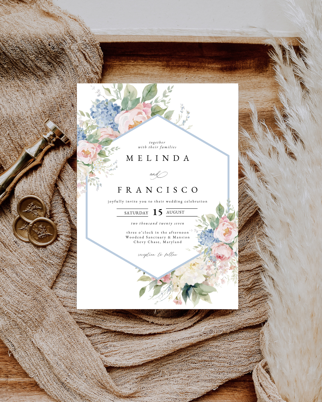 Melinda Floral Wedding Invitation Suite