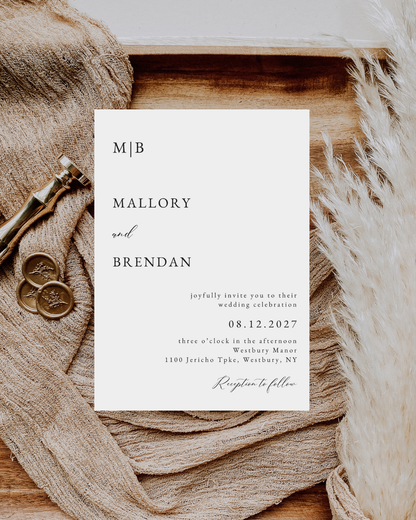 MALLORY Monogram Wedding Invitation Suite