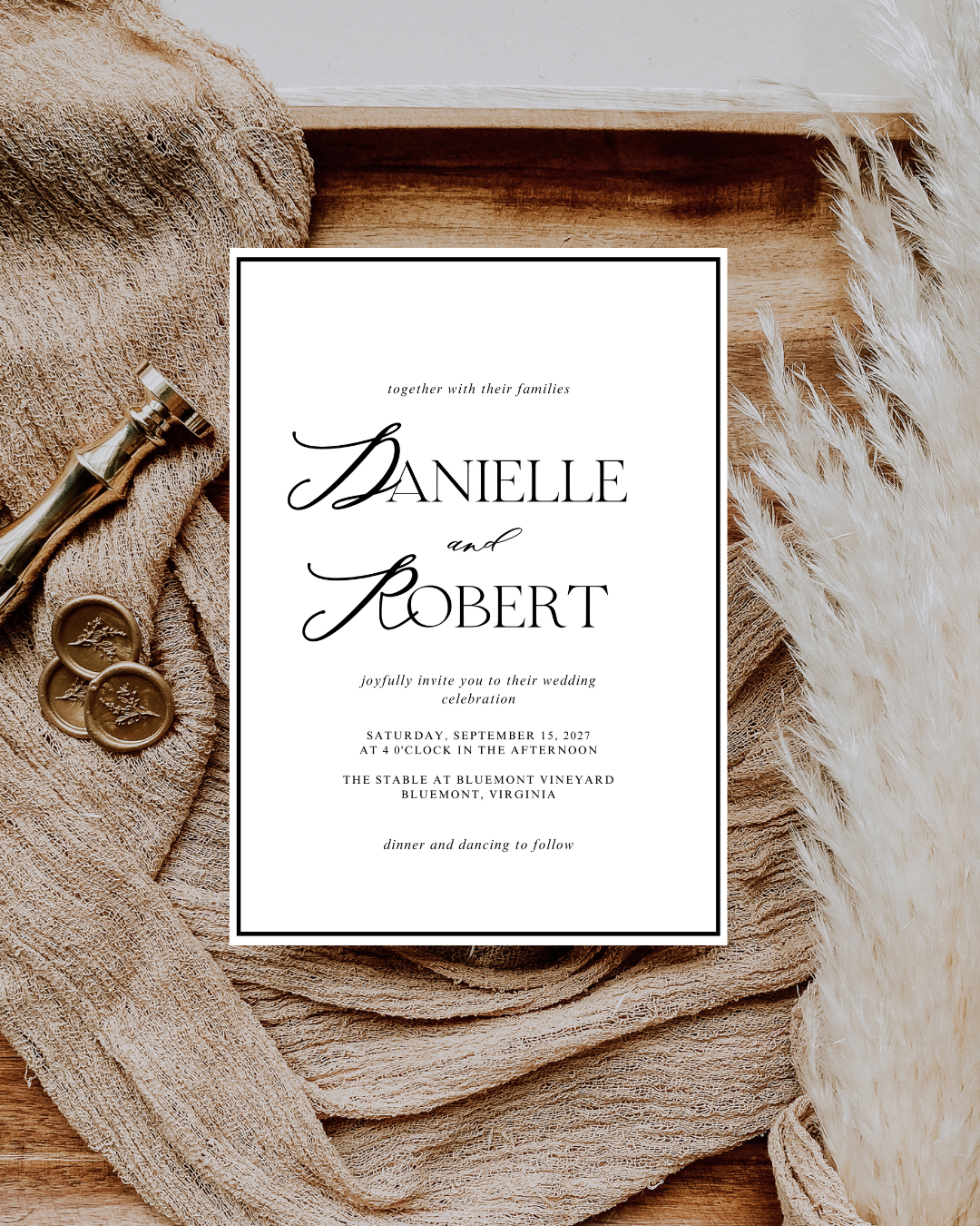 Danielle Wedding Invitation Suite Bundle | Elegant Digital Download