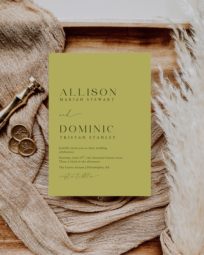 ALLISON Chartreuse Wedding Invitation Suite
