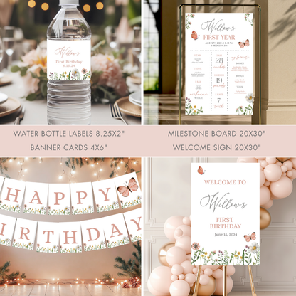 Watercolor Wildflower Birthday Bundle | Editable Templates