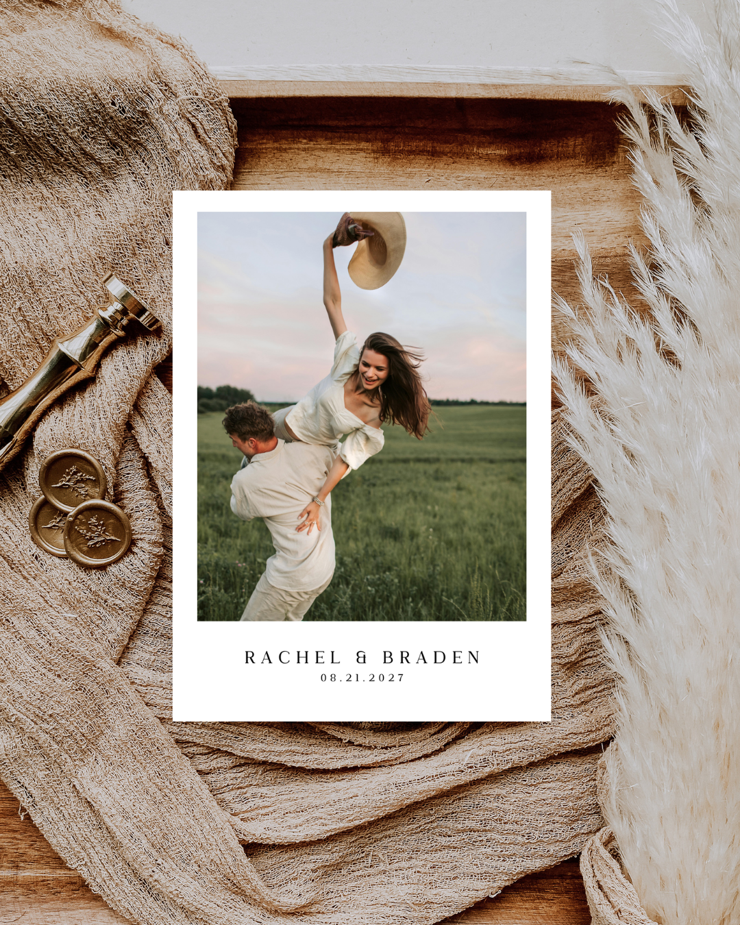 RACHEL All in One Front + Back Photo Wedding Invitation