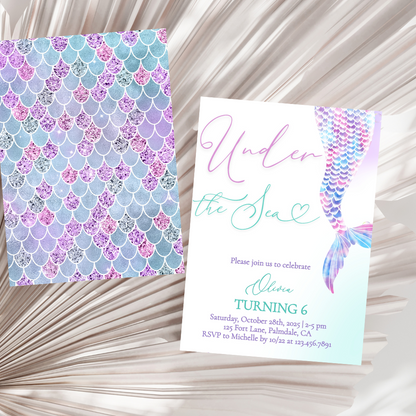 Magical Under the Sea Mermaid Birthday Invitation