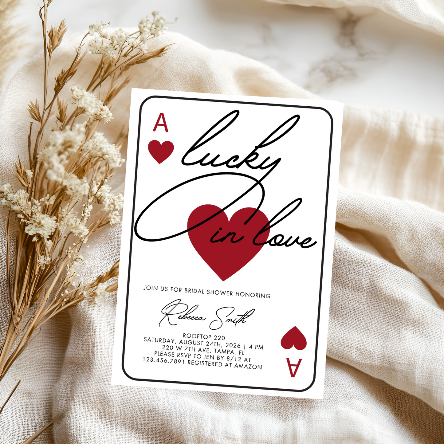 Lucky in Love Bridal Shower Invitation | Digital Download