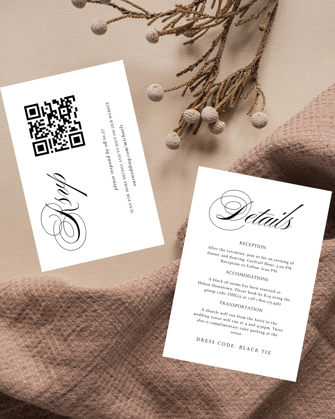 JENNA Elegant Wedding Invitation Suite