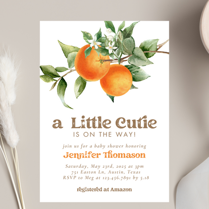 A Little Cutie Baby Shower Invitation | Digital Download