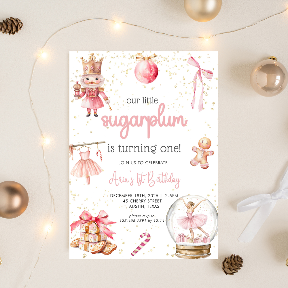 Our Little Sugarplum Nutcracker Birthday Invitation