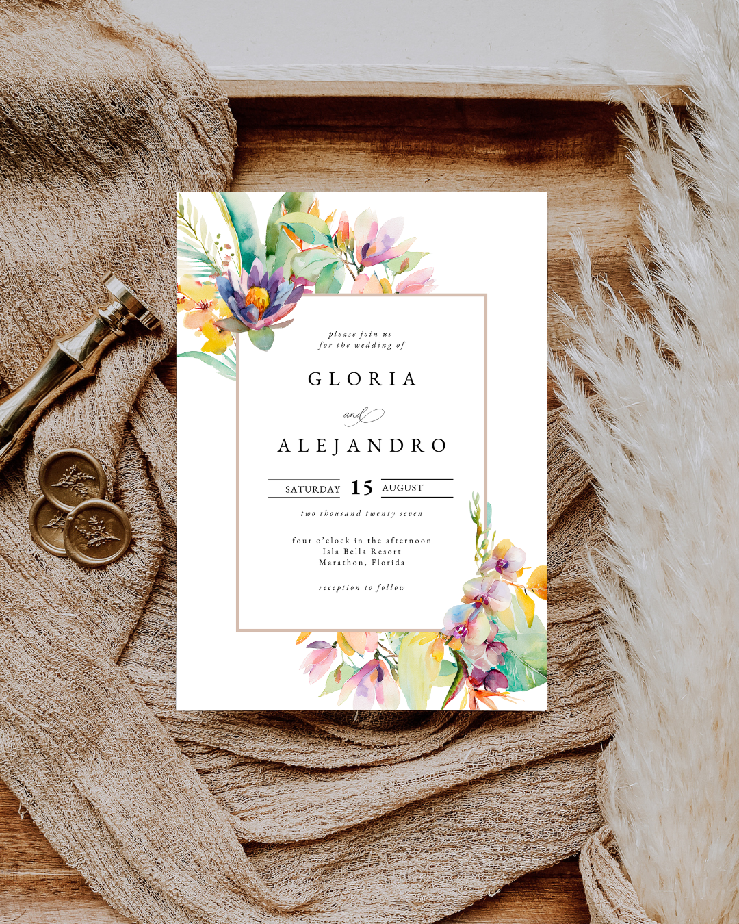 GLORIA Tropical Wedding Invitation Suite