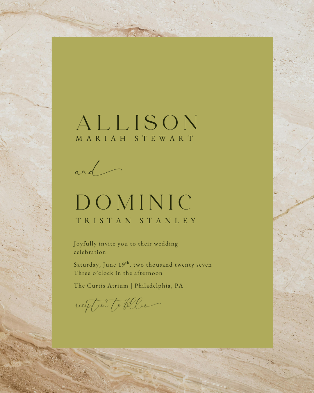 ALLISON Chartreuse Wedding Invitation Suite