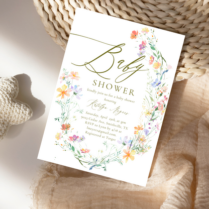 Colorful Floral Baby Shower Invitation | Digital Download