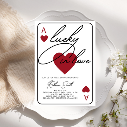 Lucky in Love Bridal Shower Invitation | Digital Download