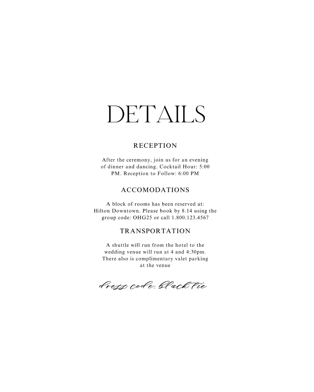 LAUREN Black & White Wedding Invitation Suite Bundle | Elegant Digital Download