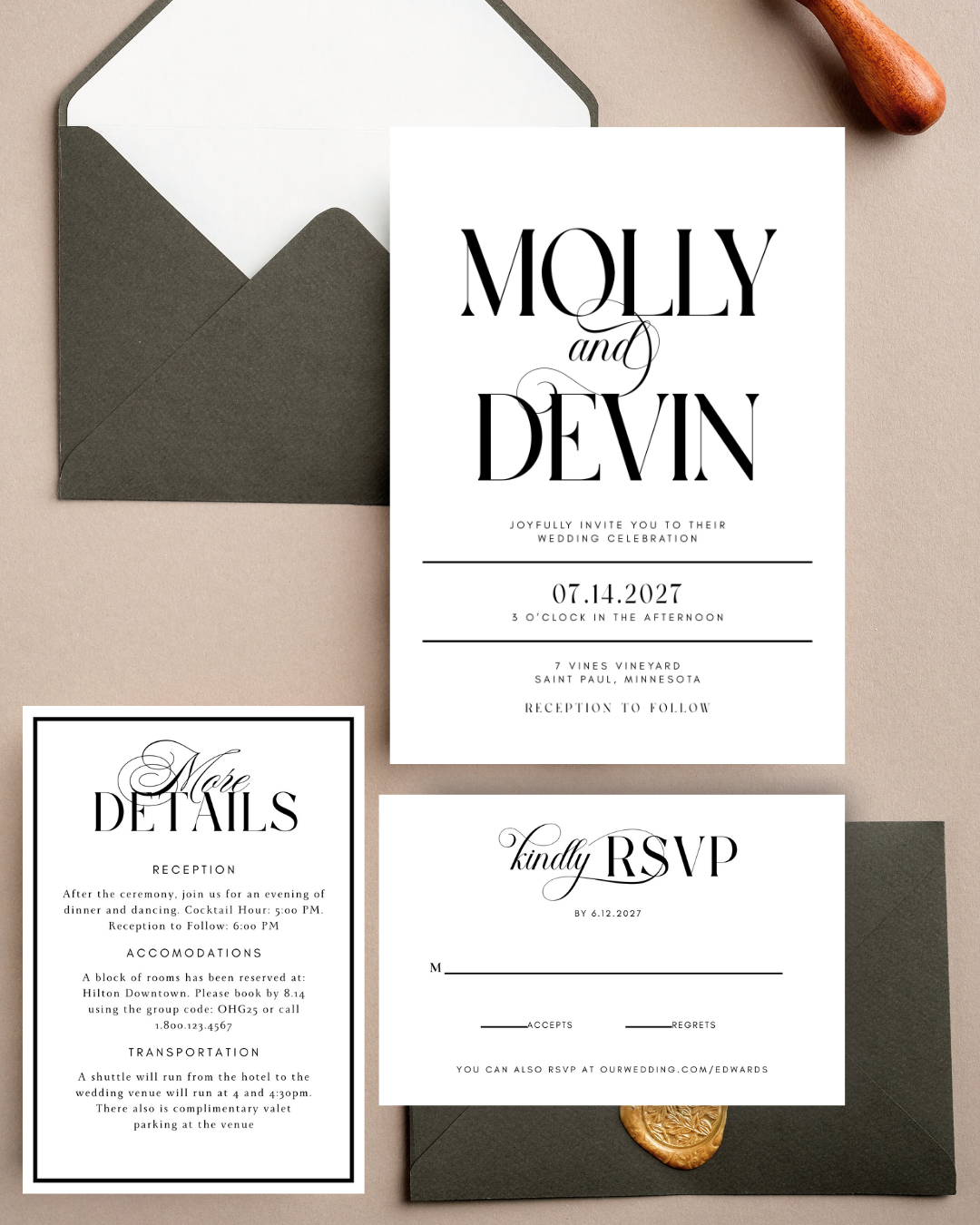 MOLLY Calligraphy Wedding Invitation Suite