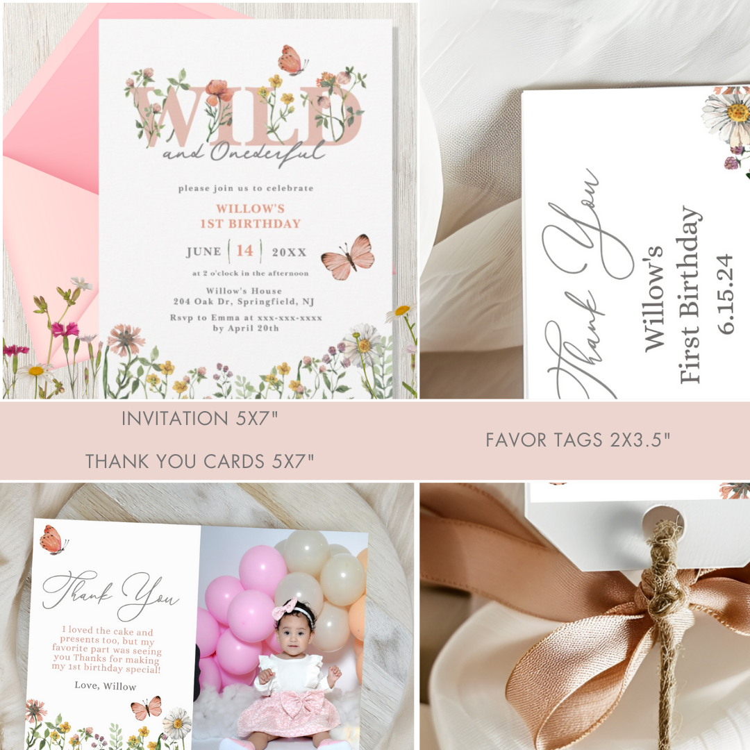 Watercolor Wildflower Birthday Bundle | Editable Templates