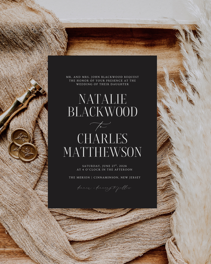 NATALIE Black Wedding Invitation Suite
